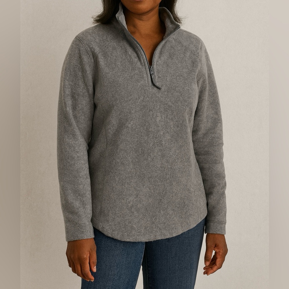 Pullover top size Small fleece gray heather warm cozy soft athletic